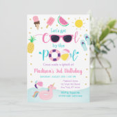 ガールプールパーティーサマー誕生日 招待状 (スタンド正面)