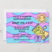 ガールプールパーティービーチスイミング誕生日招待状 招待状 (裏面)