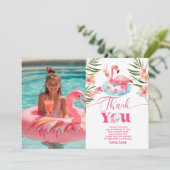 ガールプールパーティーフラミンゴ写真サンキューカード 招待状 (スタンド正面)