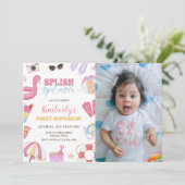 ガールプールパーティー招待状、スプラッシュ写真 招待状 (スタンド正面)