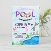 ガールプールパーティー誕生日クールby theプールサマー 招待状 (スタンド正面)