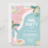 ガールプールパーティー誕生日パーティー 招待状 (正面)