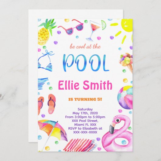 ガールプール招待状 招待状 (正面/裏面)