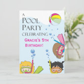 ガールプール誕生日パーティーの招待 招待状 (スタンド正面)