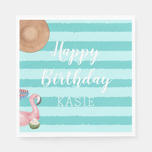 ガールプール誕生日パーティー スタンダードランチョンナプキン (正面)