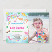ガールプール誕生日フォト招待状 招待状 (正面)