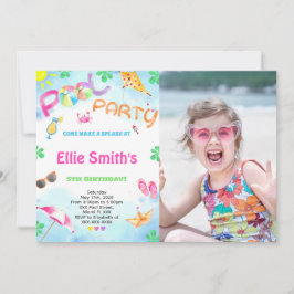 ガールプール誕生日フォト招待状 招待状