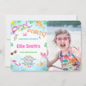 ガールプール誕生日フォト招待状 招待状 (正面)