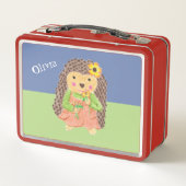 ガールヘッジホッグパーソナライズされたメタルランチボックス メタルランチボックス (裏面)