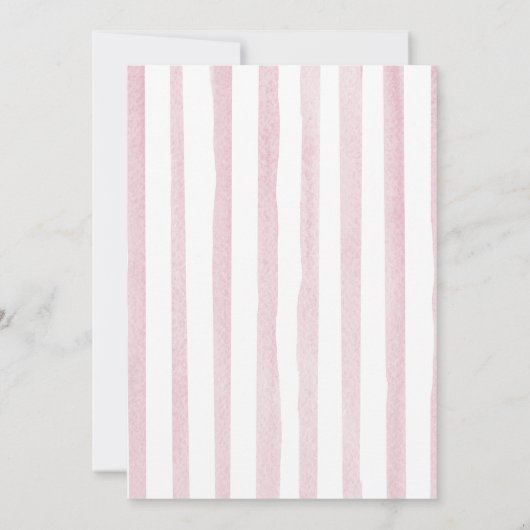 ガールベアハートピンクバルーン最初の誕生日 招待状 (裏面)