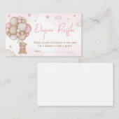 ガールベアーバルーンベビーシャワーおむつラッフル エンクロージャーカード (正面/裏面)