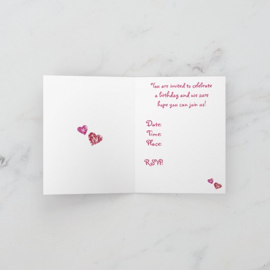 ガールベア子供の誕生日パーティの招待状 招待状 (内部)