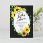 ガールベイビーシャワーサンフラワーユーカリフローラ枠 招待状 (スタンド正面)
