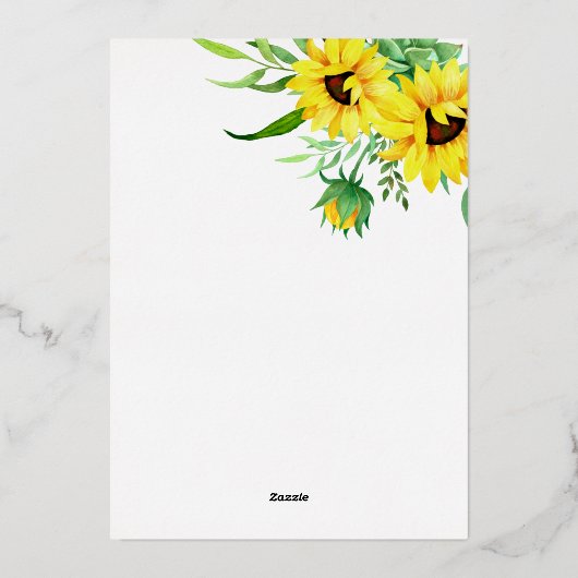 ガールベイビーシャワーサンフラワーユーカリフローラ枠 箔招待状 (裏面)