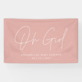 ガールベイビーシャワースクリプトモダンバラピンクエレガント色 横断幕 (横)