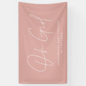 ガールベイビーシャワースクリプトモダンバラピンクエレガント色 横断幕 (縦)