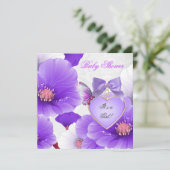 ガールベイビーシャワーピンクパープルバタフライフローラ2 招待状 (スタンド正面)