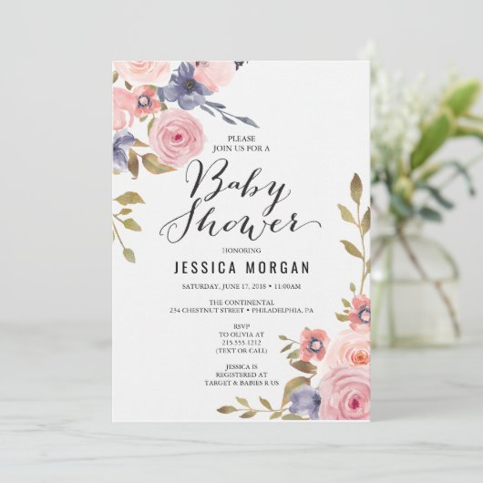 ガールベイビーシャワー招待状ベビーシャワーカード 招待状 (スタンド正面)