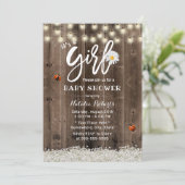 ガールベイビーシャワー素朴デイジーベビーズブレスフラワー 招待状 (スタンド正面)