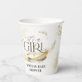ガールベイビーシャワー自然金ゴールド抽象芸術水色 紙コップ (裏面)