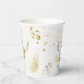 ガールベイビーシャワー自然金ゴールド抽象芸術水色 紙コップ (右)