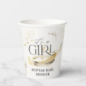 ガールベイビーシャワー自然金ゴールド抽象芸術水色 紙コップ (正面)