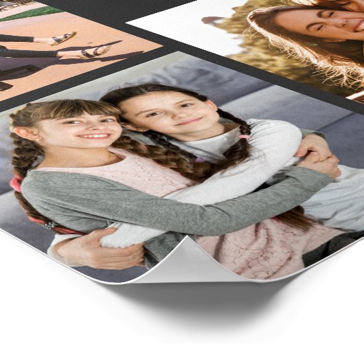 ガールベスティー10枚の写真カスタム文字灰色の背景 ポスター (角)