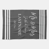 ガールベビーエレファントウィズボウ名前をカスタムする キッチンタオル (横)