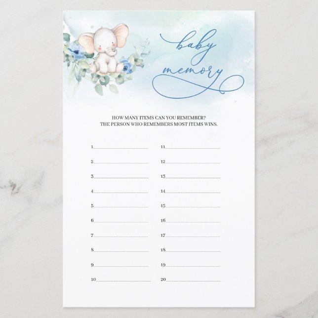 ガールベビーエレファントユーカリベビーメモリーゲーム (正面)