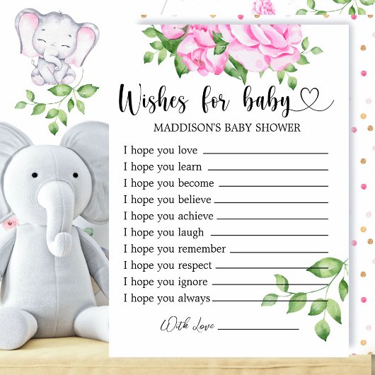 ガールベビーシャワーの願いベビーカード