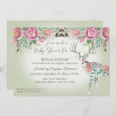 ガールベビーシャワーエレガントバラフローラ鹿角 招待状 (正面/裏面)