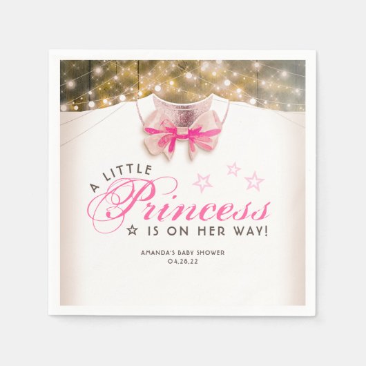 ガールベビーシャワーカントリー素朴ボディースイート スタンダードカクテルナプキン (正面)