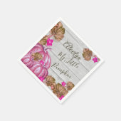 ガールベビーシャワーグレイ木秋ピンクカボチャ スタンダードカクテルナプキン (角)