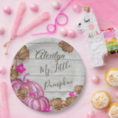 ガールベビーシャワーグレイ木秋ピンクカボチャ ペーパープレート (パーティー)