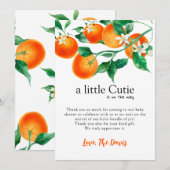 ガールベビーシャワーセット、リトルかわいこちゃんベビー、オレンジ 招待状 (正面/裏面)