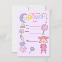 ガールベビーシャワーパーティの招待状