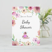 ガールベビーシャワーパーティーピンクの花 招待状 (スタンド正面)
