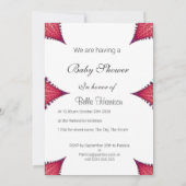 ガールベビーシャワーパーティーピンクホワイト 招待状 (裏面)