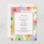 ガールベビーシャワーピンクアンブレラ&パステルフラワーズ 招待状 (裏面)