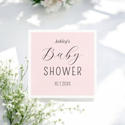 ガールベビーシャワーピンクエレガントペーパーナプキン スタンダードカクテルナプキン