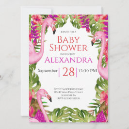 ガールベビーシャワーピンクフラミンゴ熱帯野生生物