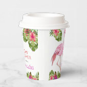 ガールベビーシャワーピンクフラミンゴ熱帯野生生物 紙コップ (右)