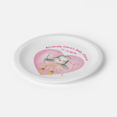 ガールベビーシャワーピンクペンギン動物紙プレート ペーパープレート (アングル)