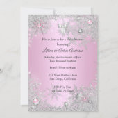 ガールベビーシャワーピンク冬ワンダーランド 招待状 (裏面)