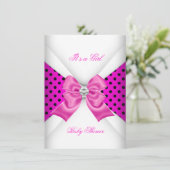 ガールベビーシャワーピンク白黒スポット 招待状 (スタンド正面)