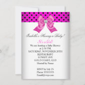 ガールベビーシャワーピンク白黒スポット 招待状 (裏面)