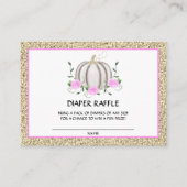 ガールベビーシャワーピンク金ゴールドかぼちゃおむつラッフル エンクロージャーカード (正面)