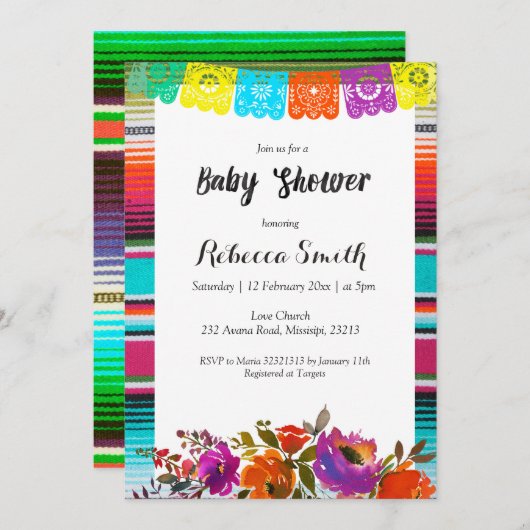 ガールベビーシャワーフィエスタ招待状 招待状 (正面/裏面)