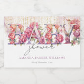 ガールベビーシャワーフローラパーソナライズされた文字 スパークリングワインラベル (シングルラベル)