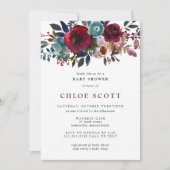 ガールベビーシャワーブルゴーニュバラフローラ 招待状 (正面)